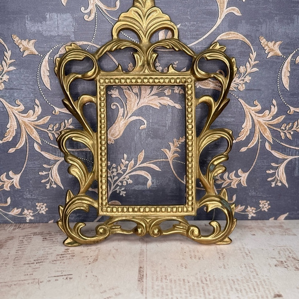 Vintage Heavy Ornate Brass Picture Frame Estate Find No Glass No Stand No Hook